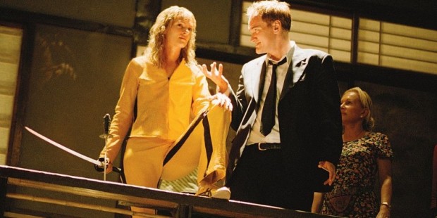 Quentin-Tarantino-and-Uma-Thurman-on-the-set-of-Kill-Bill